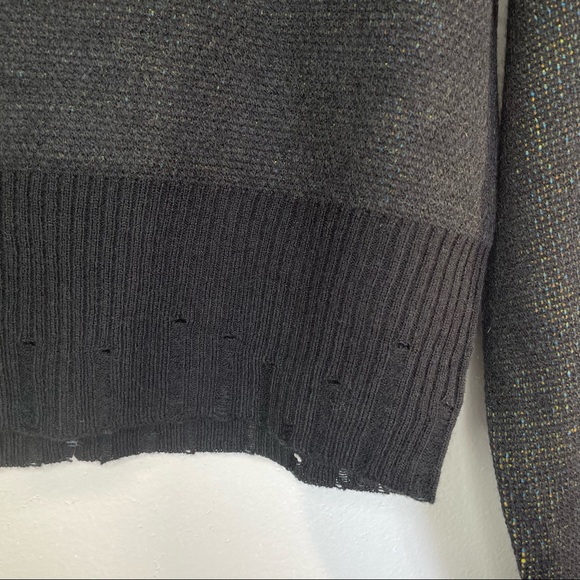 S, M, L NWT DISTRESSED BLACK YELLOW ORANGE BLUE CREW NECK SWEATER - Picture 4 of 8